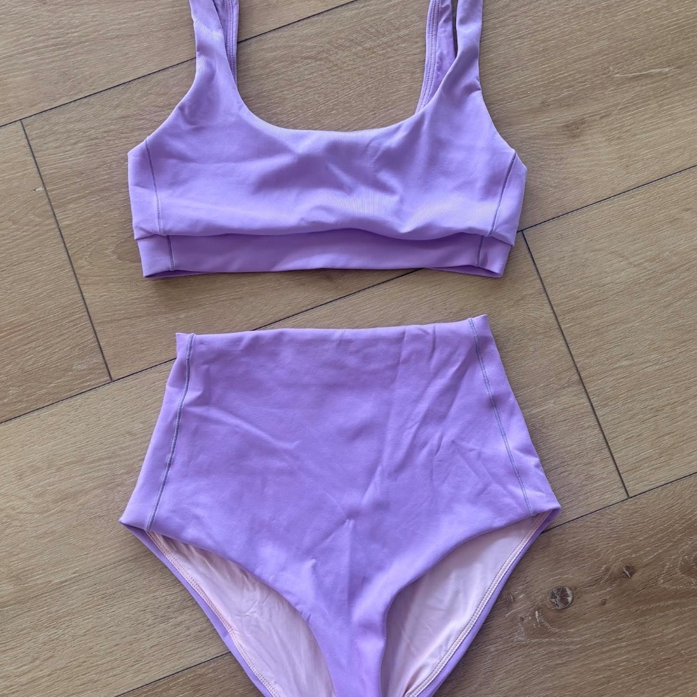 Sz S Left on Friday Bikini Set - Hi Tide Bottom & Double Scoop Top in Lilac